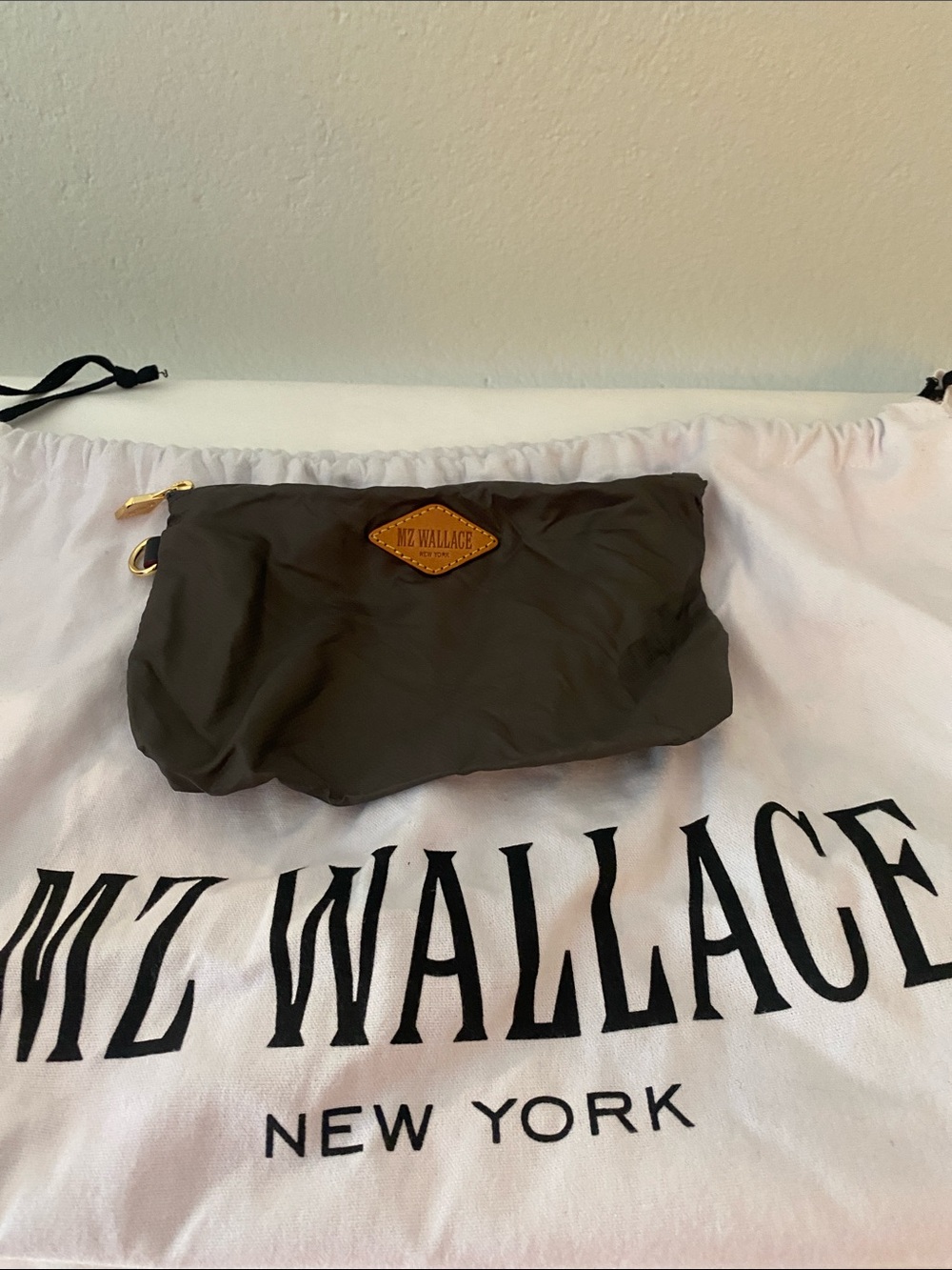 MZ Wallace Quilted Taupe Shoulder Bag with Black Handles and Brown Trim - Picture 4 of 4